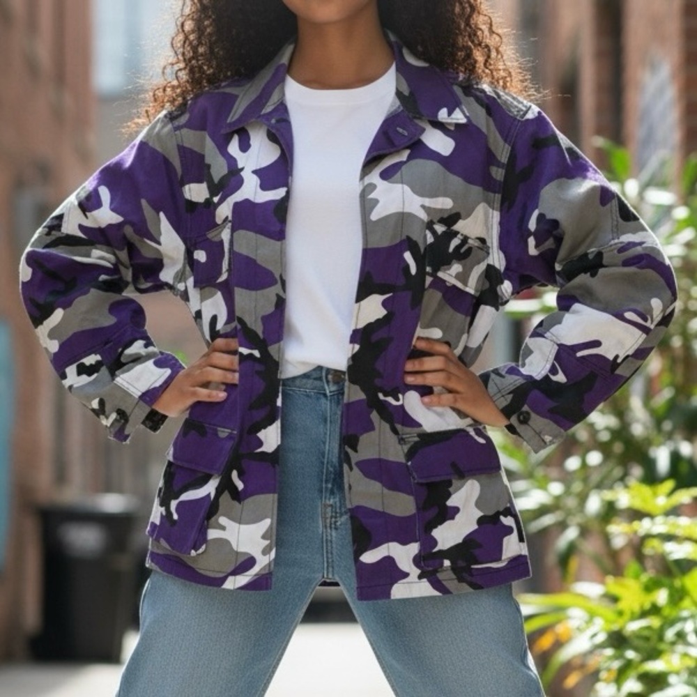 Unisex Purple Camouflage BDU Field Jacket - XS Regular Utility Coat